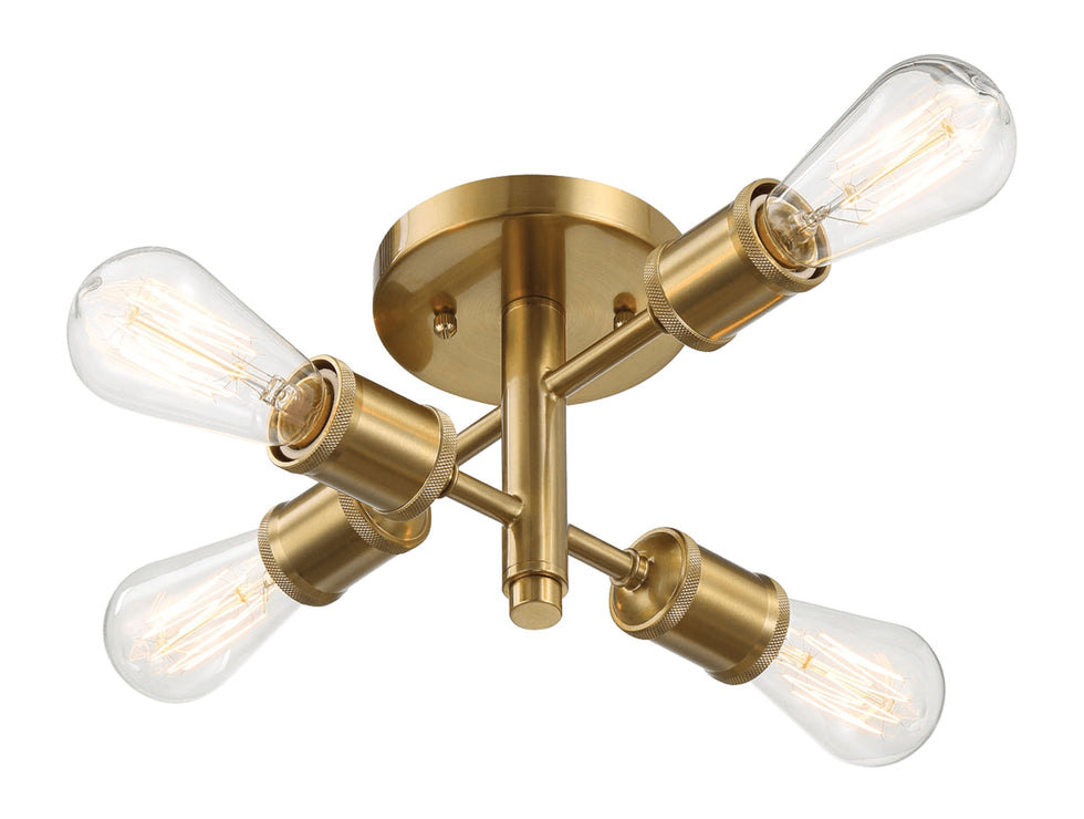 Ashcroft - Ephemeral Four Lights Semi Flush Mount Retro Hallway Kitchen Bedroom Living Room Ceiling Pendant 11"W × 6.5"H