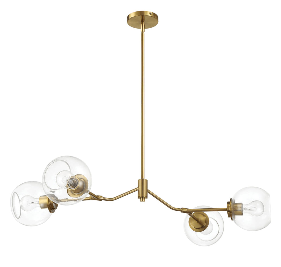 Ashcroft - Jewel Four Lights Modern Farmhouse Chandelier Ceiling Hanging Light Fixture For Kitchen Island Dining Room 36"L × 20"W × 7.25"H with Clear Glass