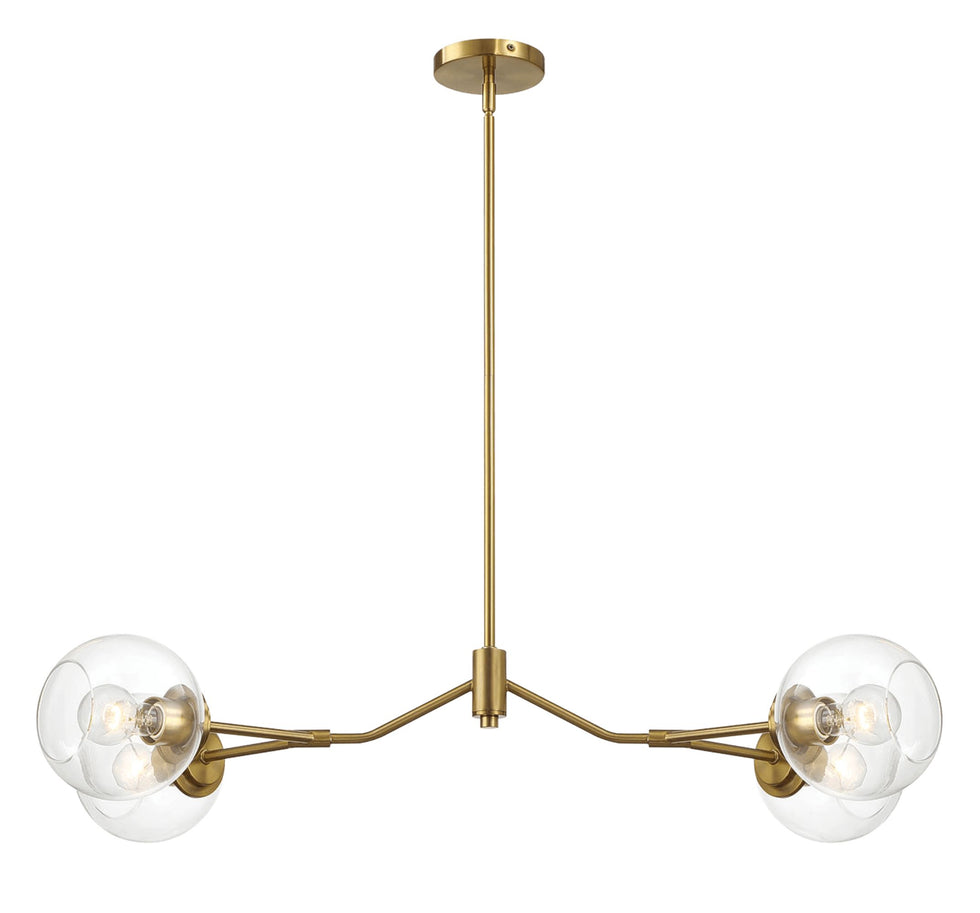 Ashcroft - Jewel Four Lights Modern Farmhouse Chandelier Ceiling Hanging Light Fixture For Kitchen Island Dining Room 36"L × 20"W × 7.25"H with Clear Glass