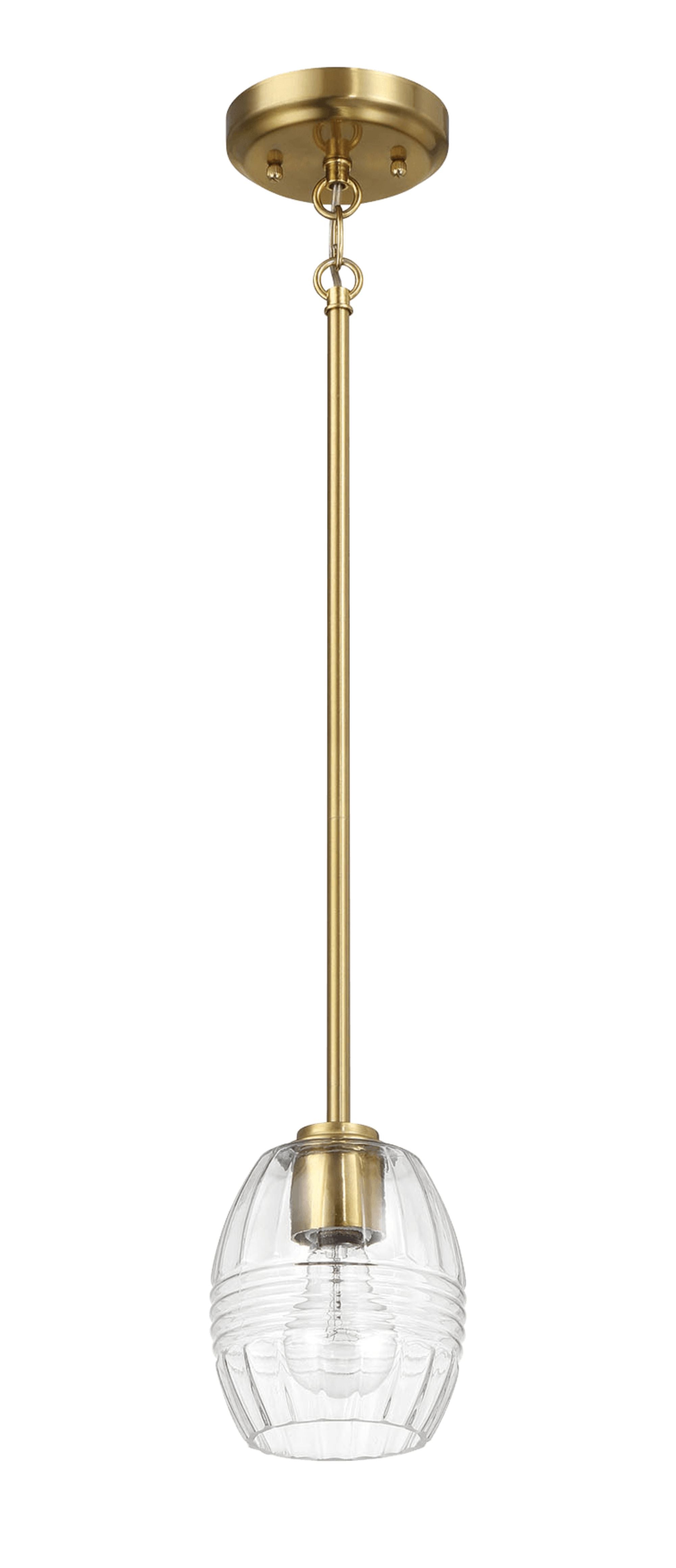 Ashcroft - Vista Single Pendant Chain Hanging Light with Clear Glass - Satin Brass