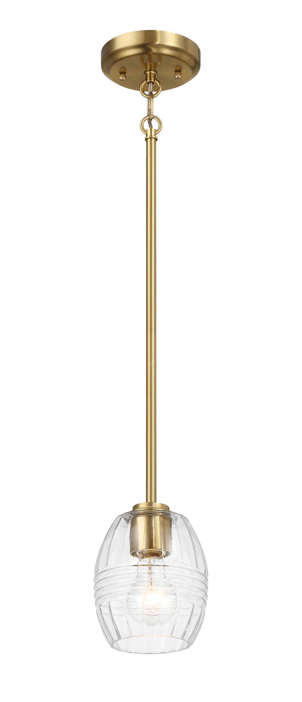 Ashcroft - Vista Single Pendant Chain Hanging Light with Clear Glass - Satin Brass