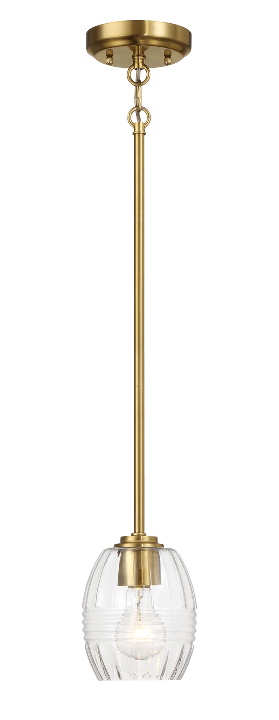 Ashcroft - Vista Single Pendant Chain Hanging Light with Clear Glass - Satin Brass