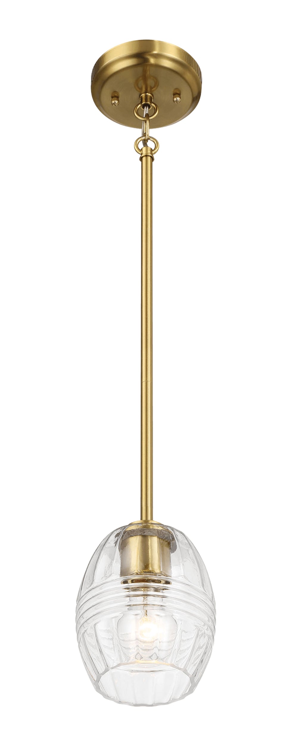 Ashcroft - Vista Single Pendant Chain Hanging Light with Clear Glass - Satin Brass