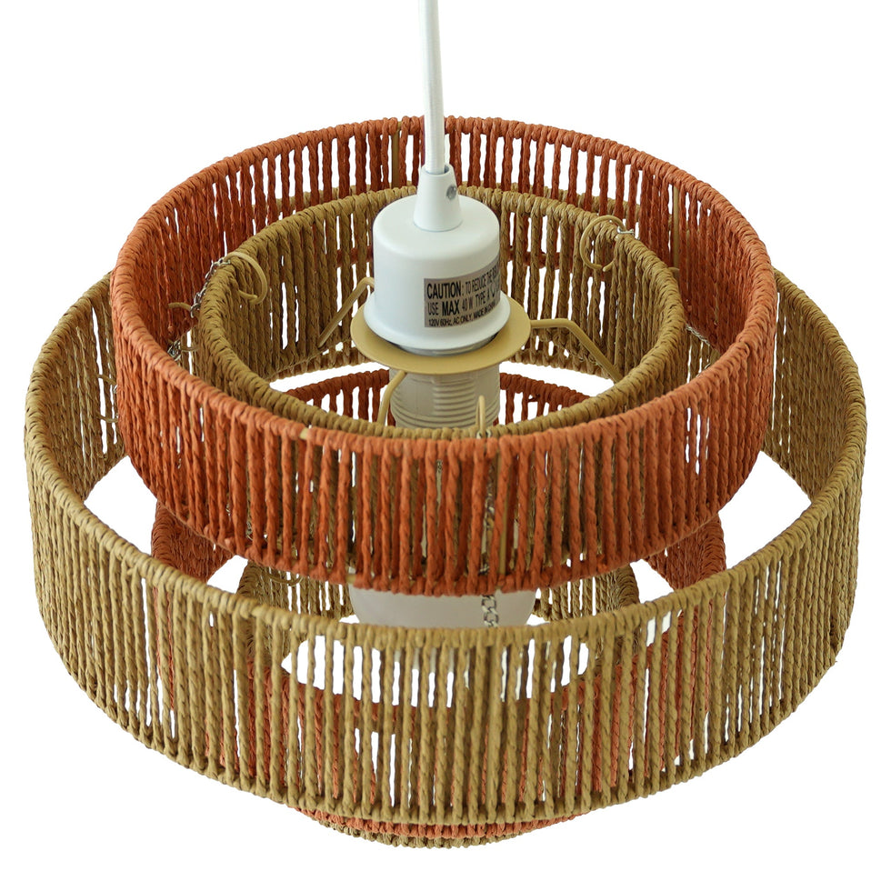 Ashcroft - Dorset Pendant Lamp in White and Natural/Terracotta