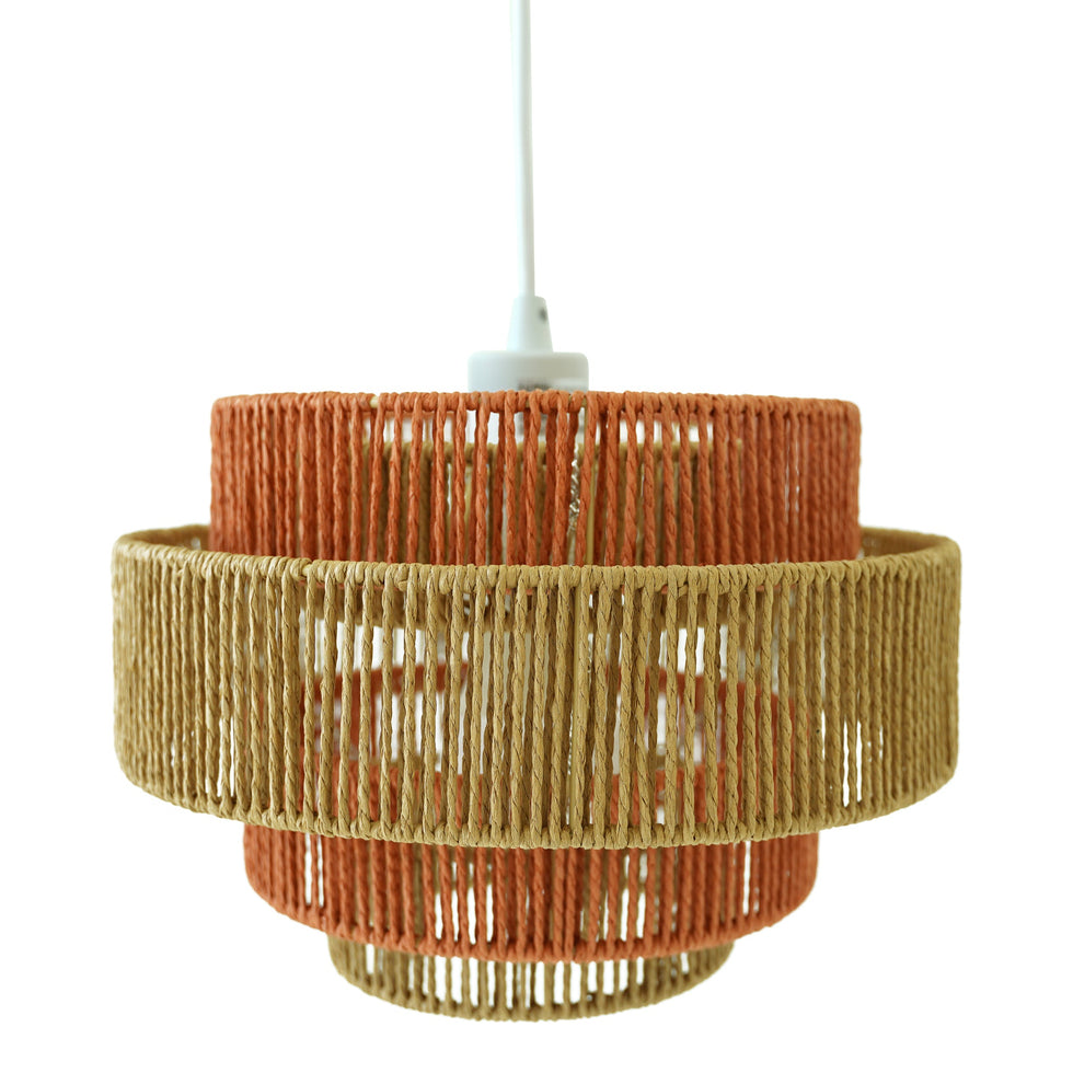 Ashcroft - Dorset Pendant Lamp in White and Natural/Terracotta