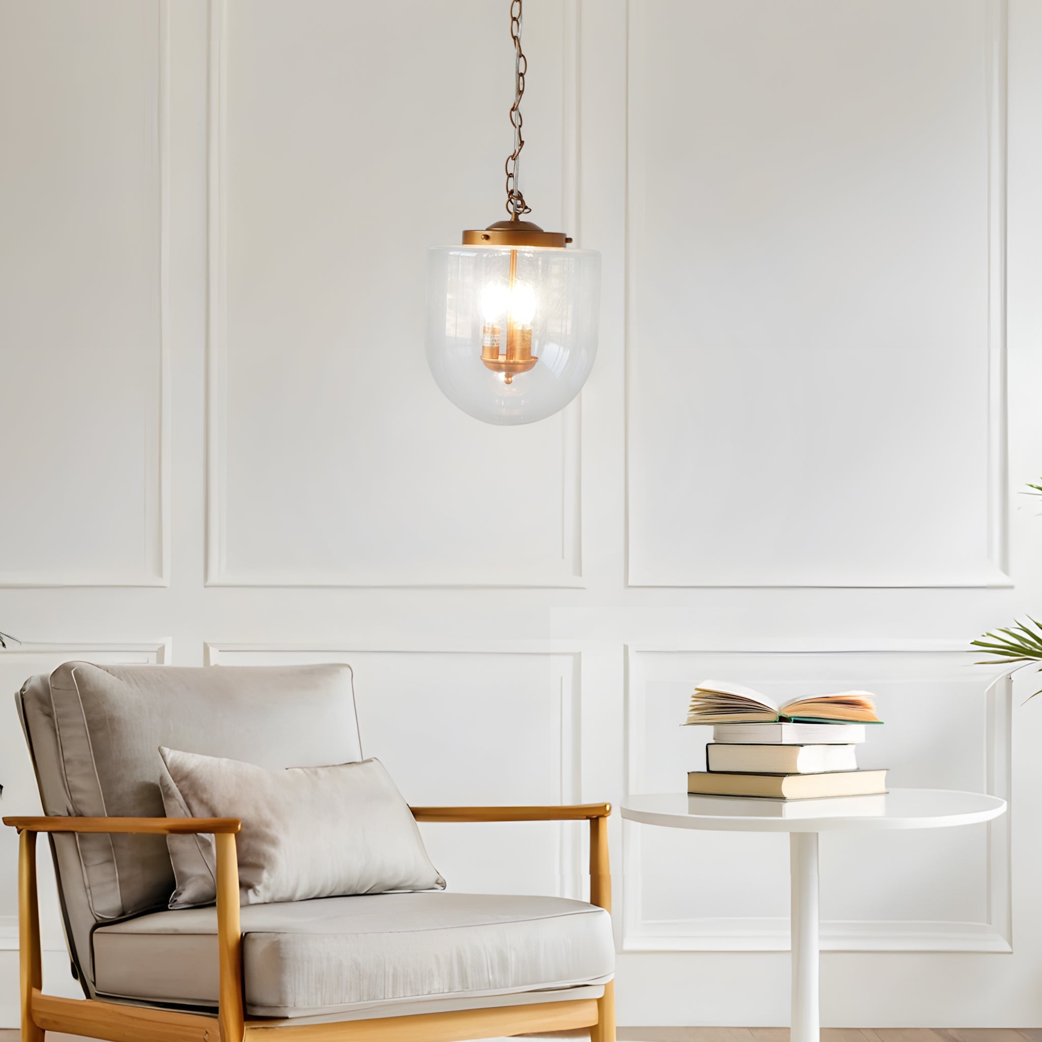 Ashcroft - Delphi Pendant Lamp in Coarse Gold and Clear Glass