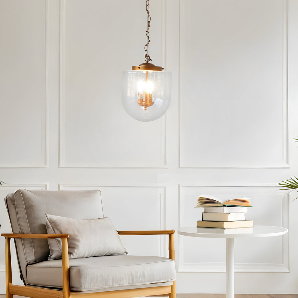 Ashcroft - Delphi Pendant Lamp in Coarse Gold and Clear Glass