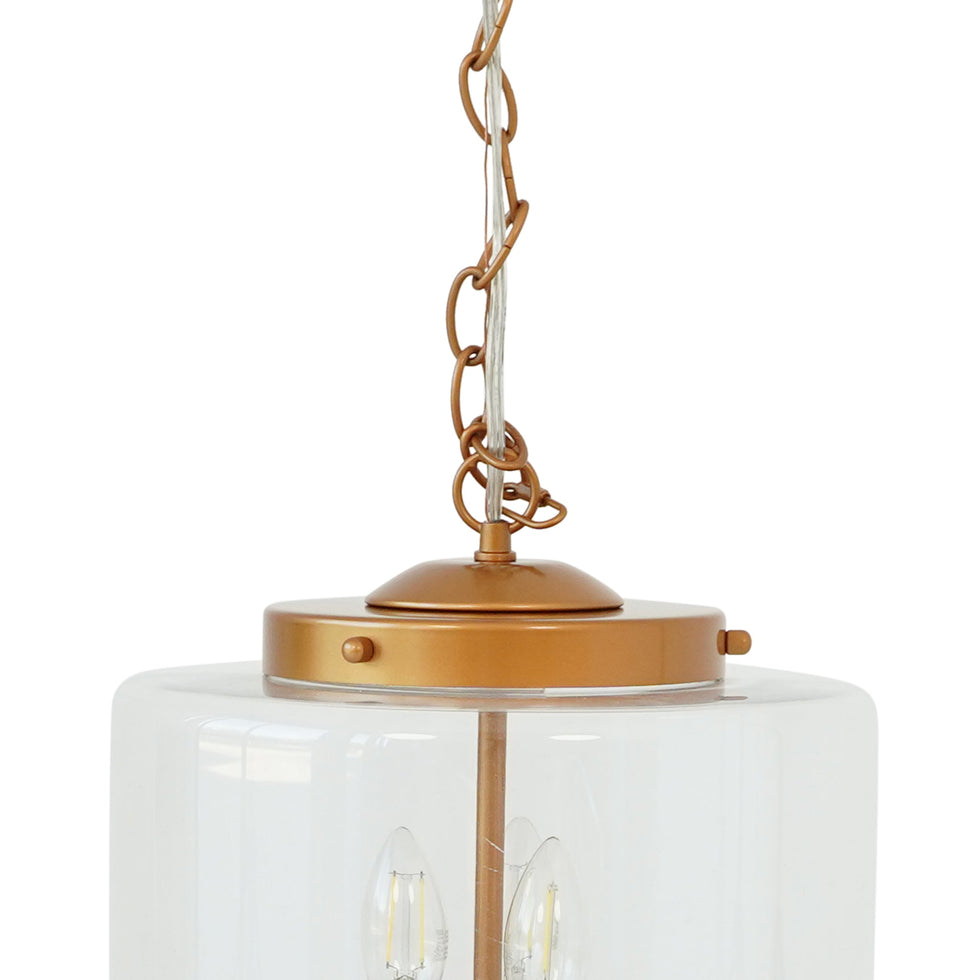 Ashcroft - Delphi Pendant Lamp in Coarse Gold and Clear Glass