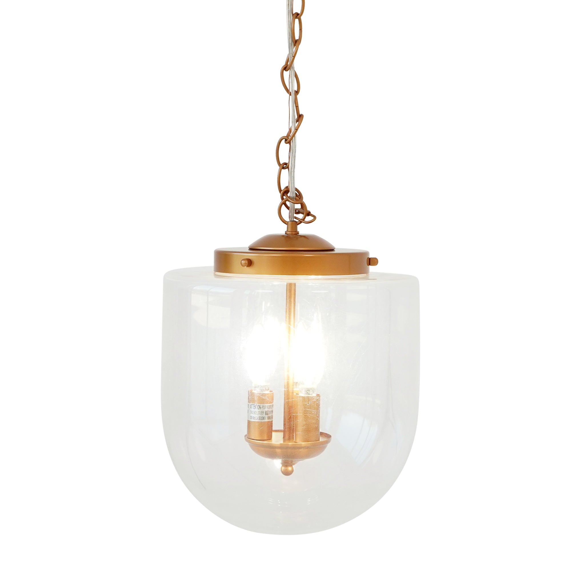 Ashcroft - Delphi Pendant Lamp in Coarse Gold and Clear Glass