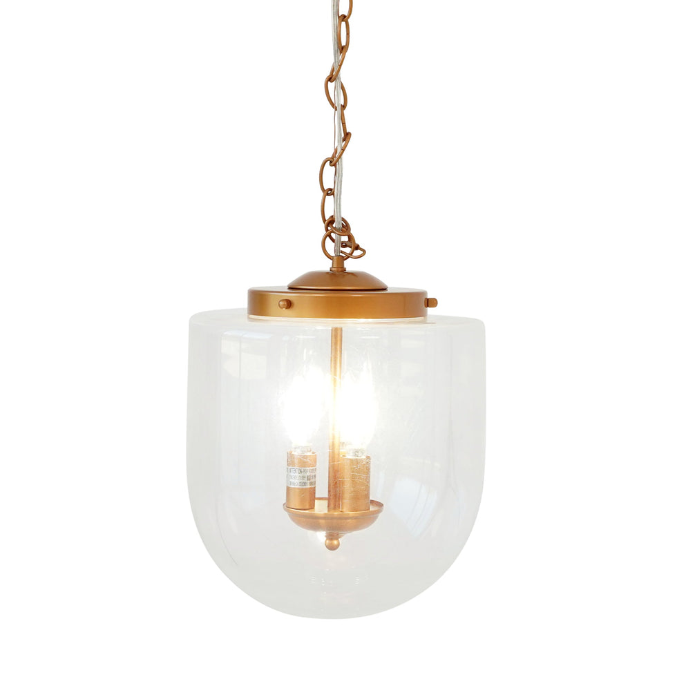 Ashcroft - Delphi Pendant Lamp in Coarse Gold and Clear Glass