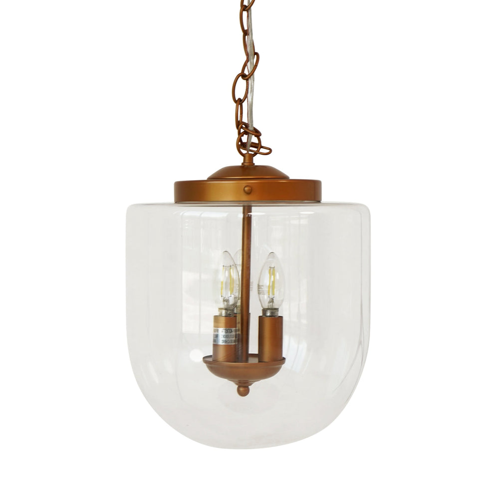 Ashcroft - Delphi Pendant Lamp in Coarse Gold and Clear Glass
