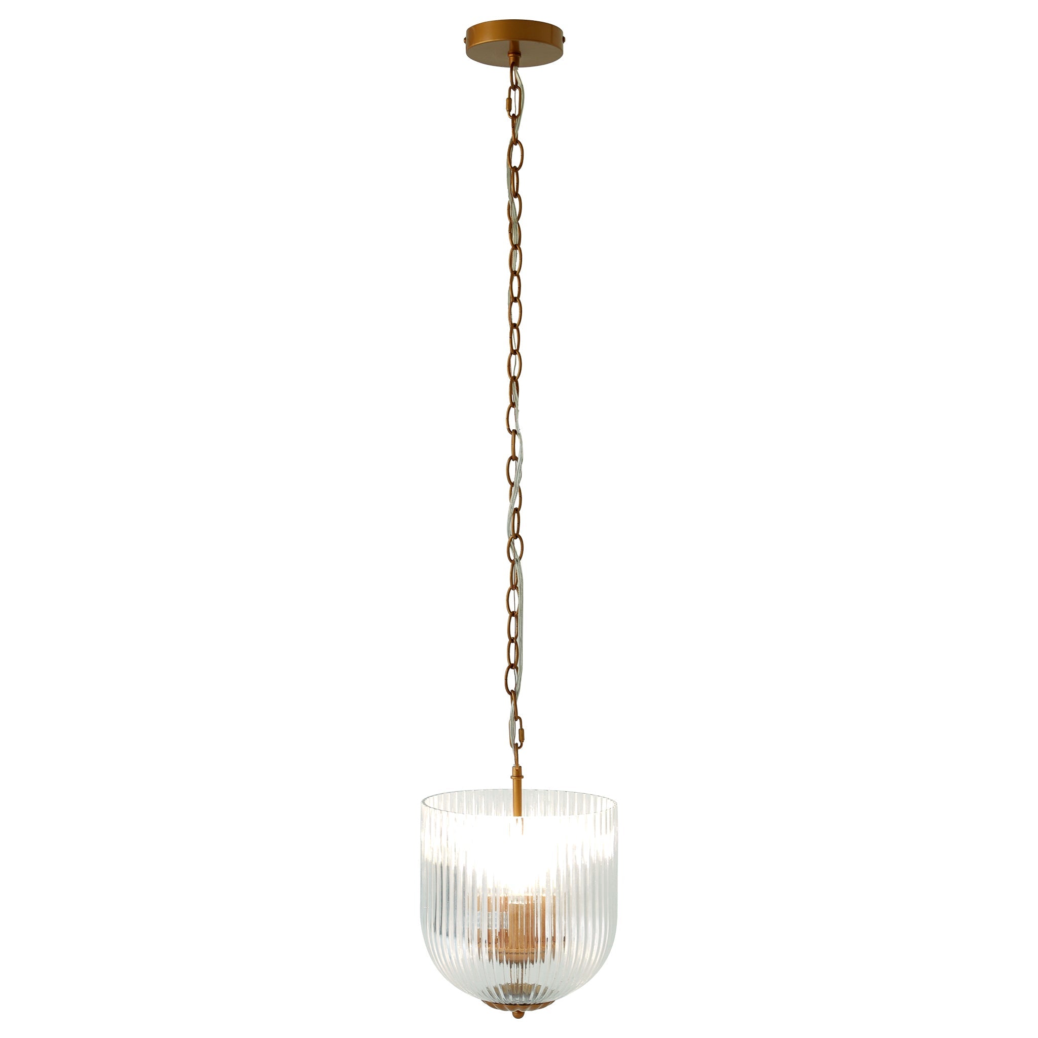 Ashcroft - Garnet Pendant Lamp in Coarse Gold + Clear Glass