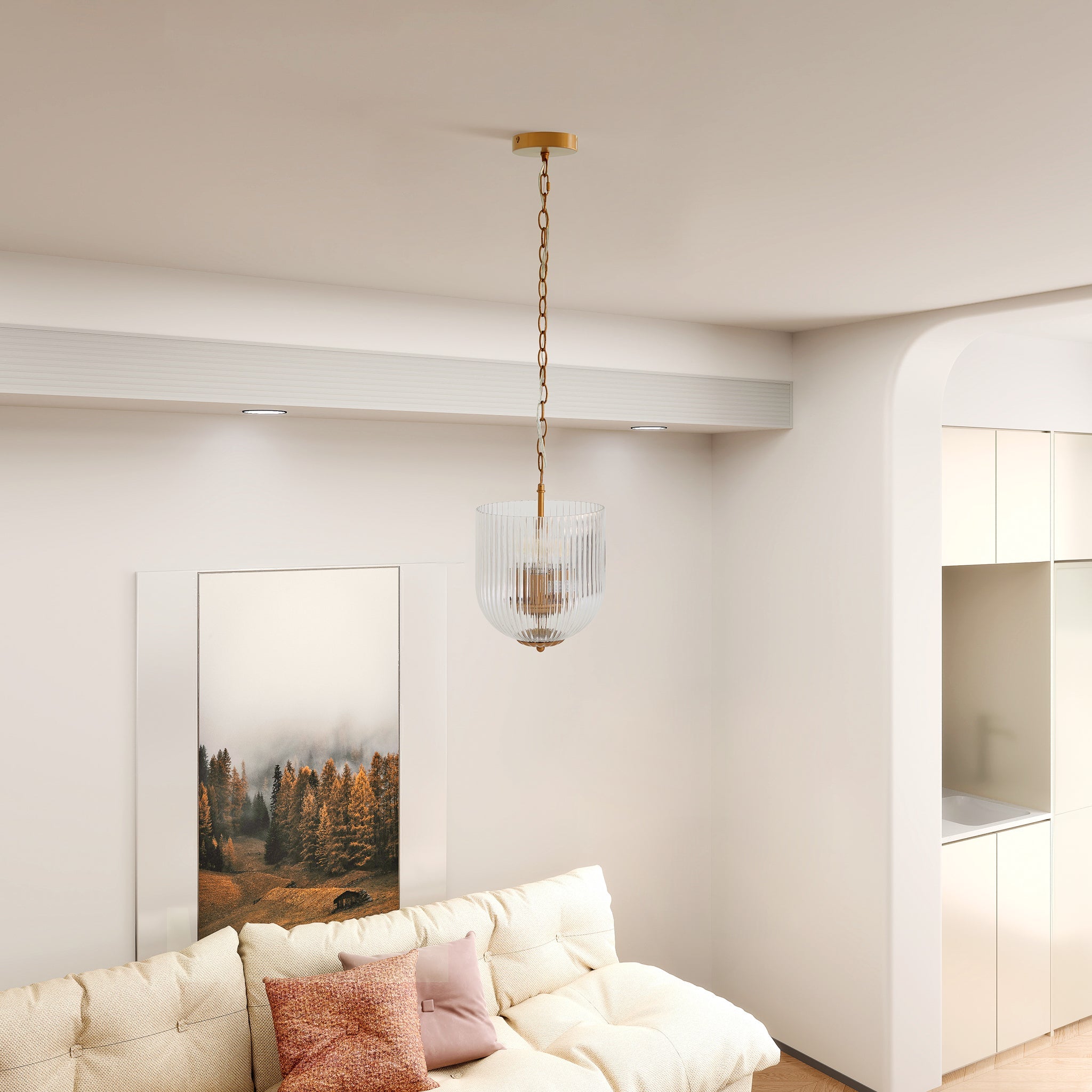 Ashcroft - Garnet Pendant Lamp in Coarse Gold + Clear Glass