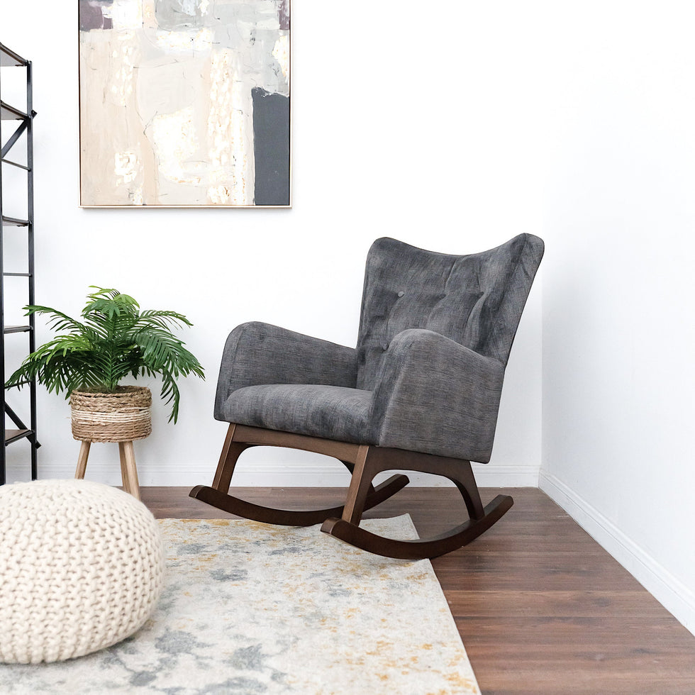 Ashcroft - Alistair Solid Wood Rocking Chair in Gray