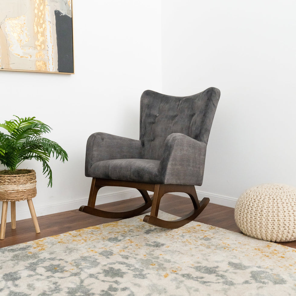 Ashcroft - Alistair Solid Wood Rocking Chair in Gray