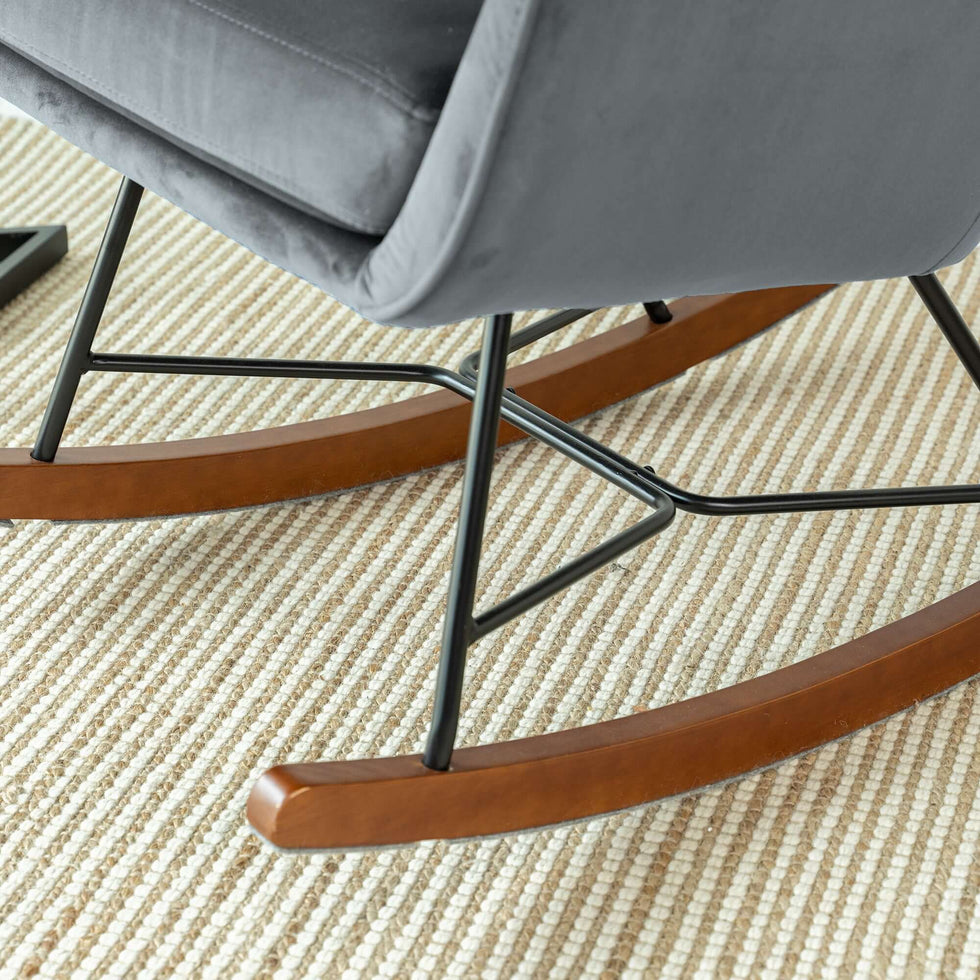 Ashcroft - Hannah Mid-Century Modern Rocking Chair in Dark Gray