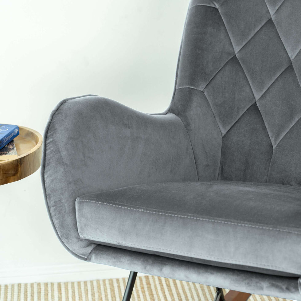 Ashcroft - Hannah Mid-Century Modern Rocking Chair in Dark Gray
