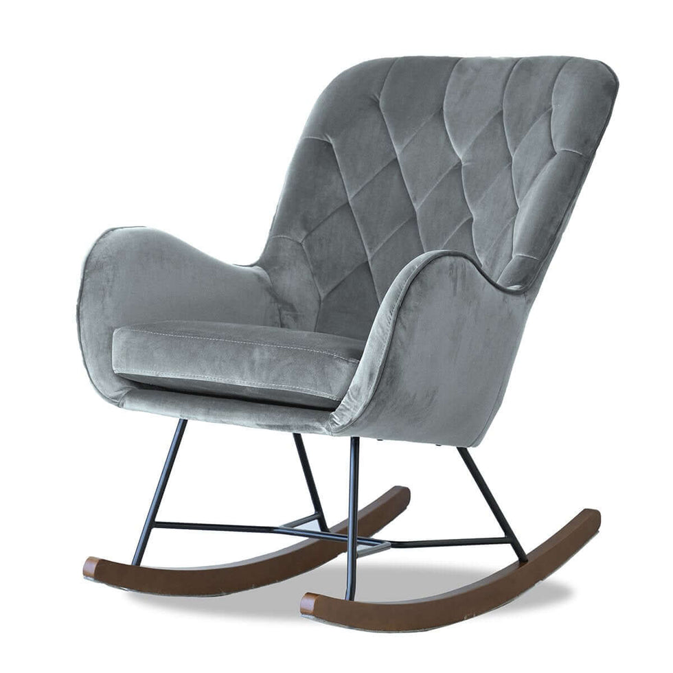 Ashcroft - Hannah Mid-Century Modern Rocking Chair in Dark Gray