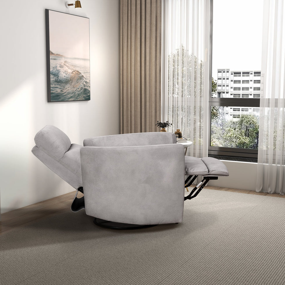 Ashcroft - Lawson Swivel Glider Suede Recliner Chair in Latte