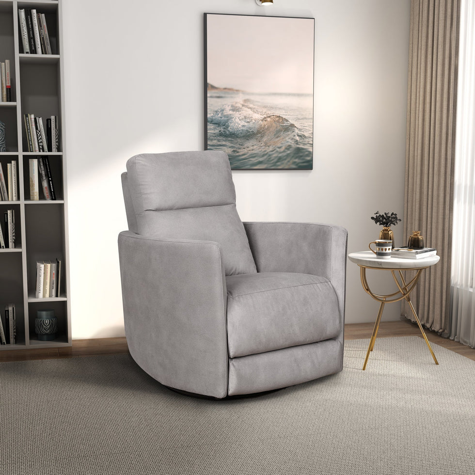 Ashcroft - Lawson Swivel Glider Suede Recliner Chair in Latte