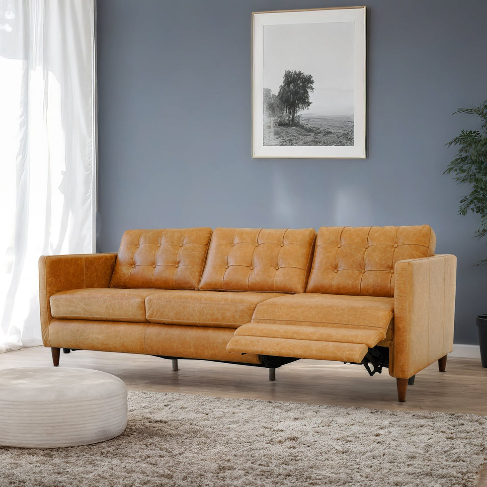 Ashcroft - Christopher Tan Leather Electric Inclining Sofa