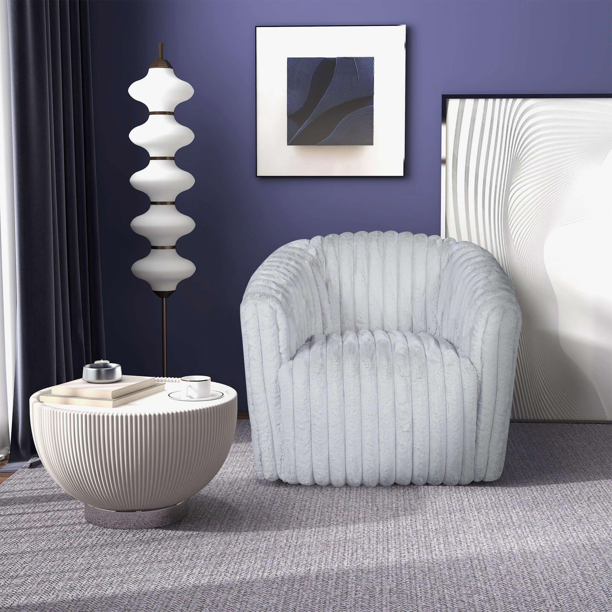 Ashcroft - Mira Velvet Swivel Chair