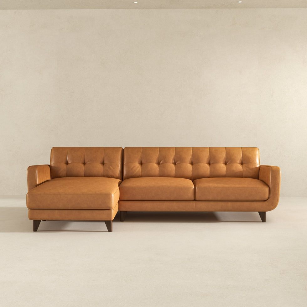 Ashcroft - Allison Tan Leather Sectional Sofa