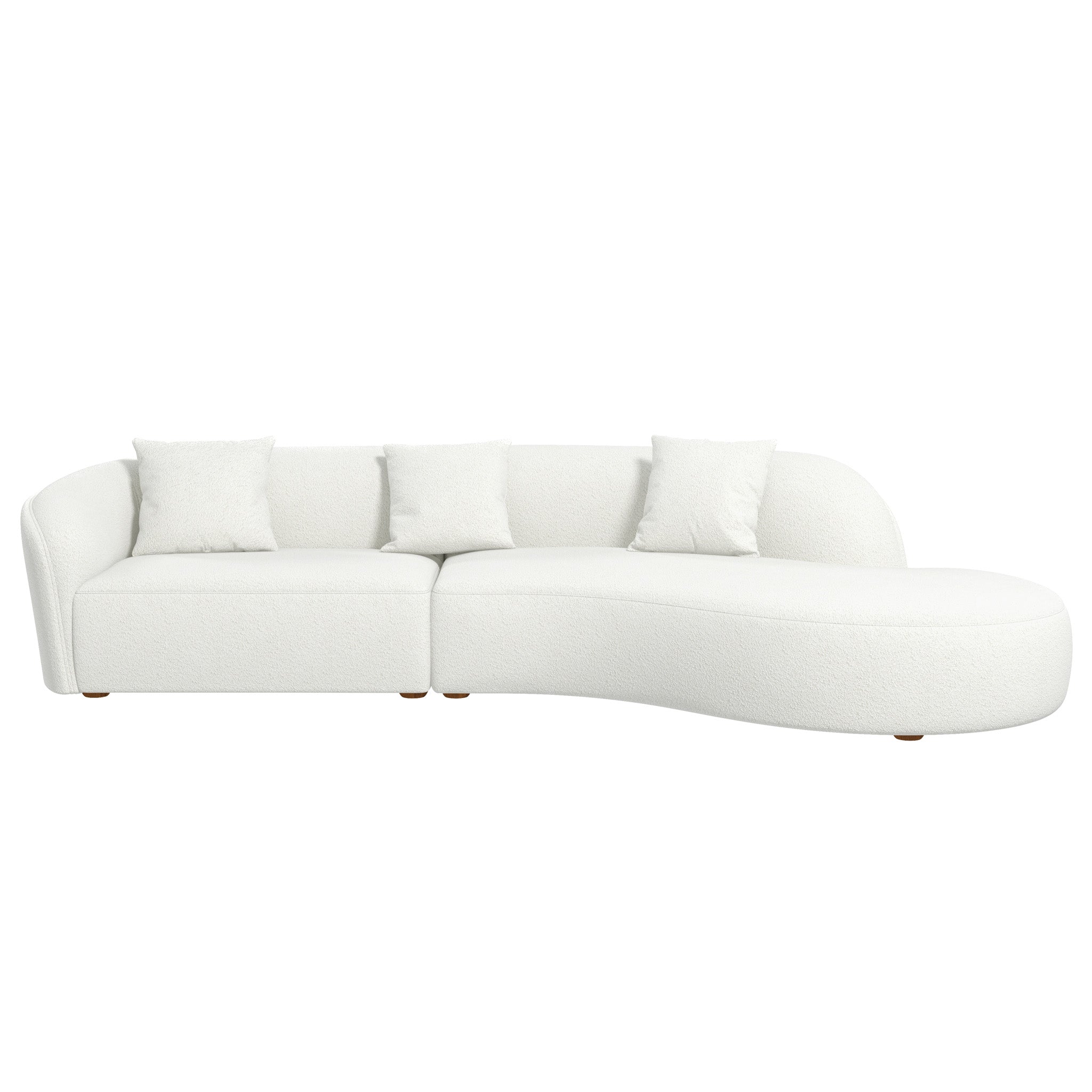 Ashcroft - Elijah Japandi Style 126" Curvy Sectional Sofa -Beige, 126"