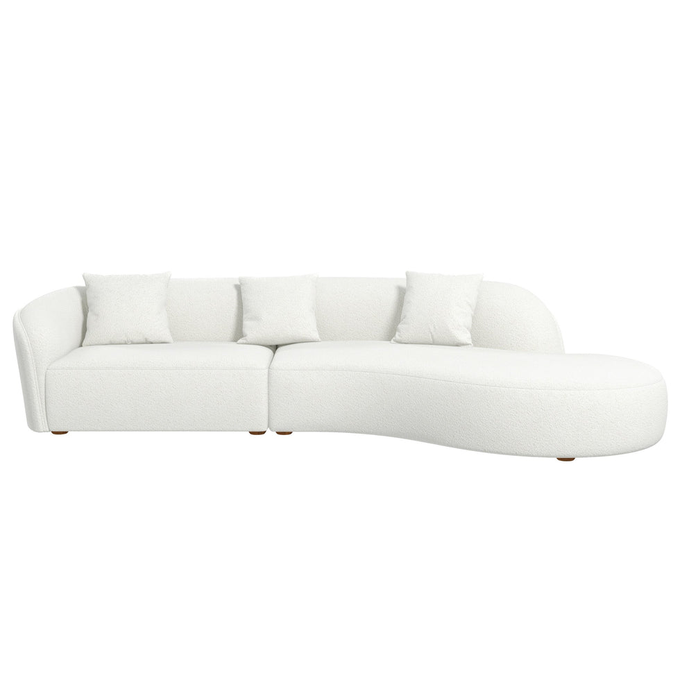 Ashcroft - Elijah Japandi Style 126" Curvy Sectional Sofa -Beige, 126"