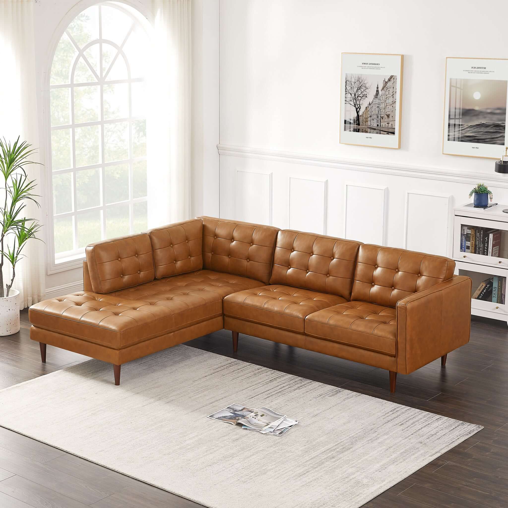Ashcroft - Lucco Genuine Leather Sectional