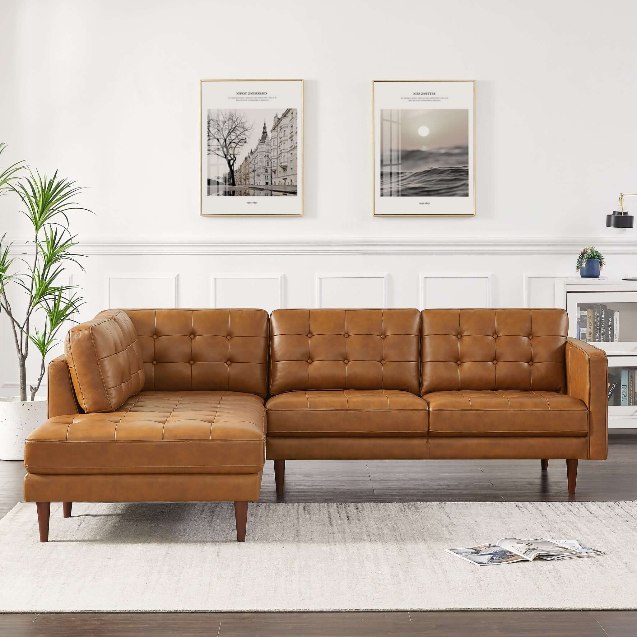 Ashcroft - Lucco Genuine Leather Sectional