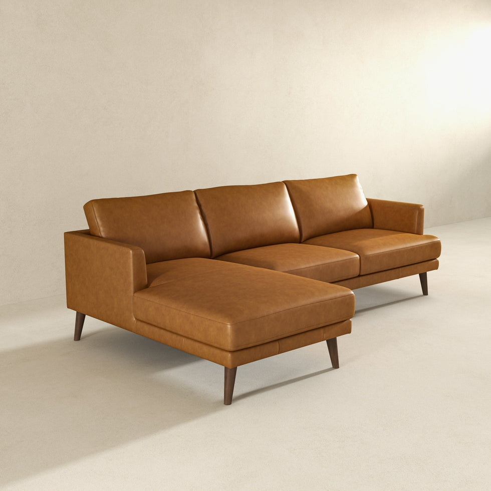 Ashcroft - Lore L-Shaped Genuine Leather Sectional