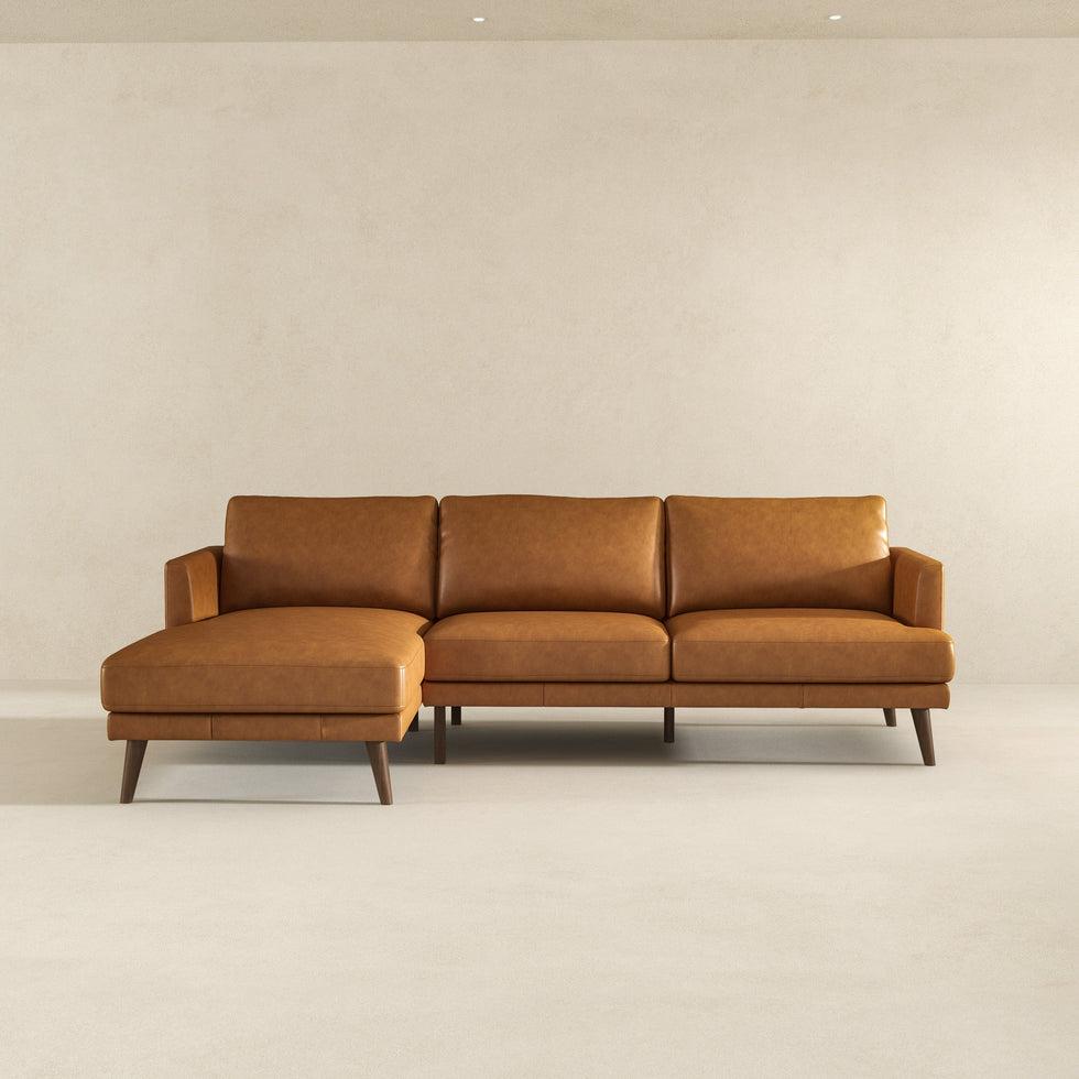 Ashcroft - Lore L-Shaped Genuine Leather Sectional