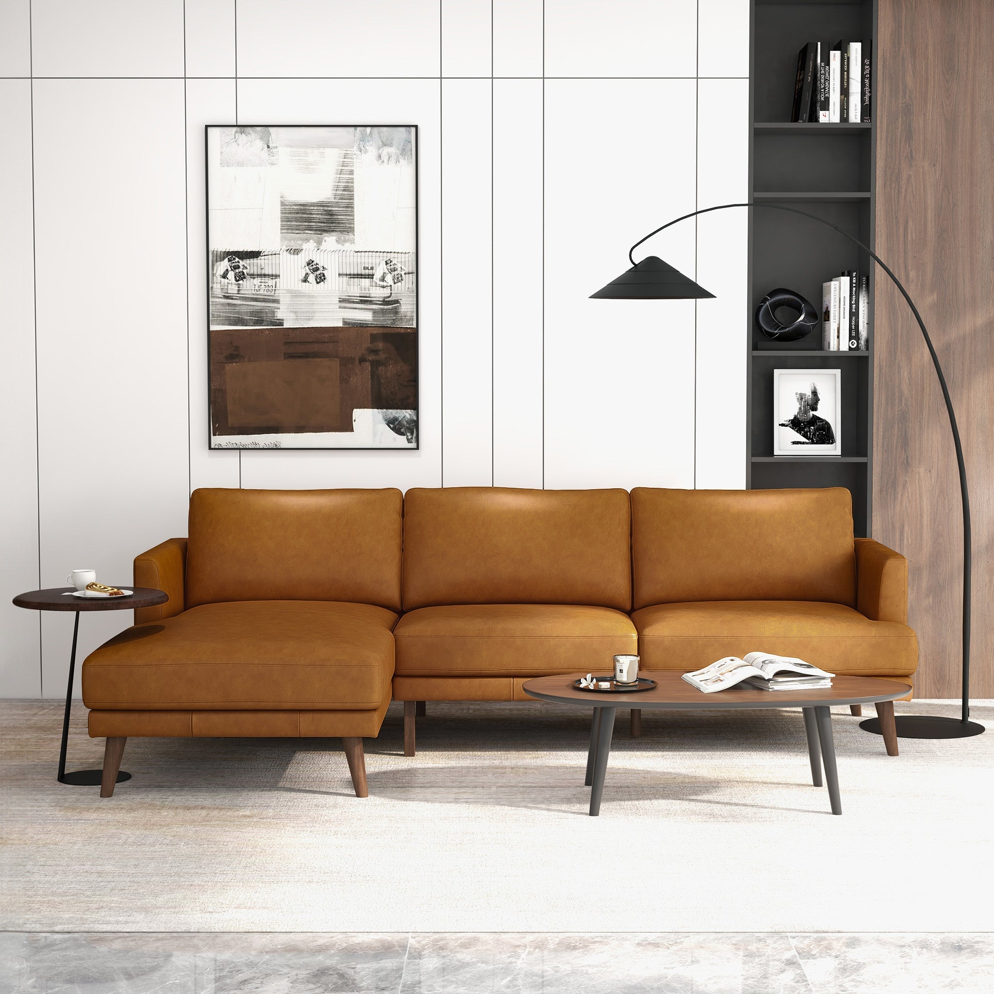 Ashcroft - Lore L-Shaped Genuine Leather Sectional