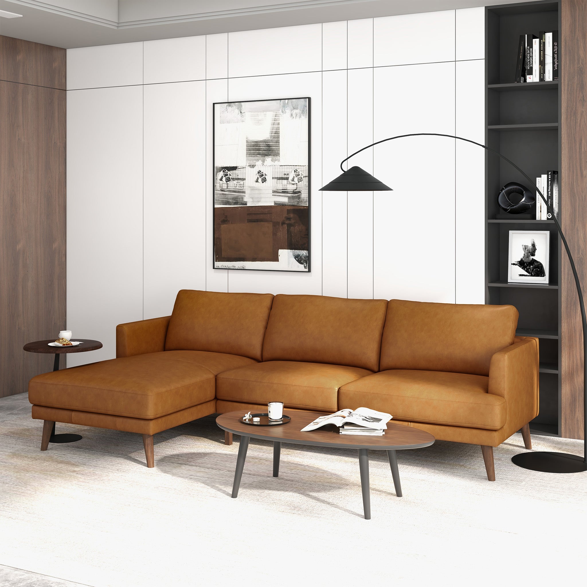 Ashcroft - Lore L-Shaped Genuine Leather Sectional
