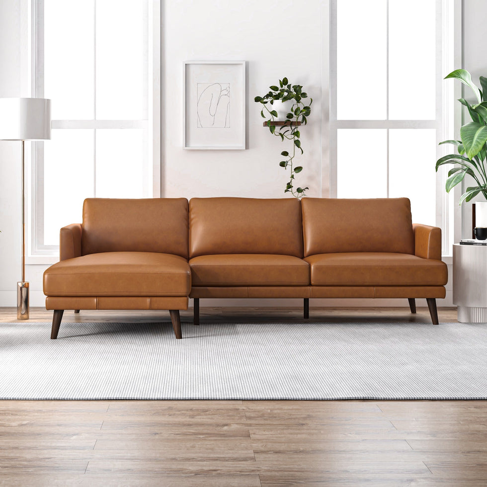 Ashcroft - Lore L-Shaped Genuine Leather Sectional