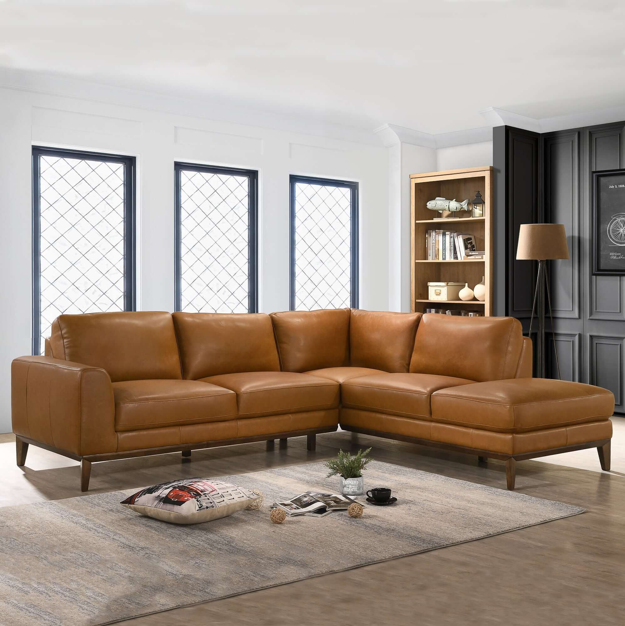Ashcroft - London Leather Sectional Sofa