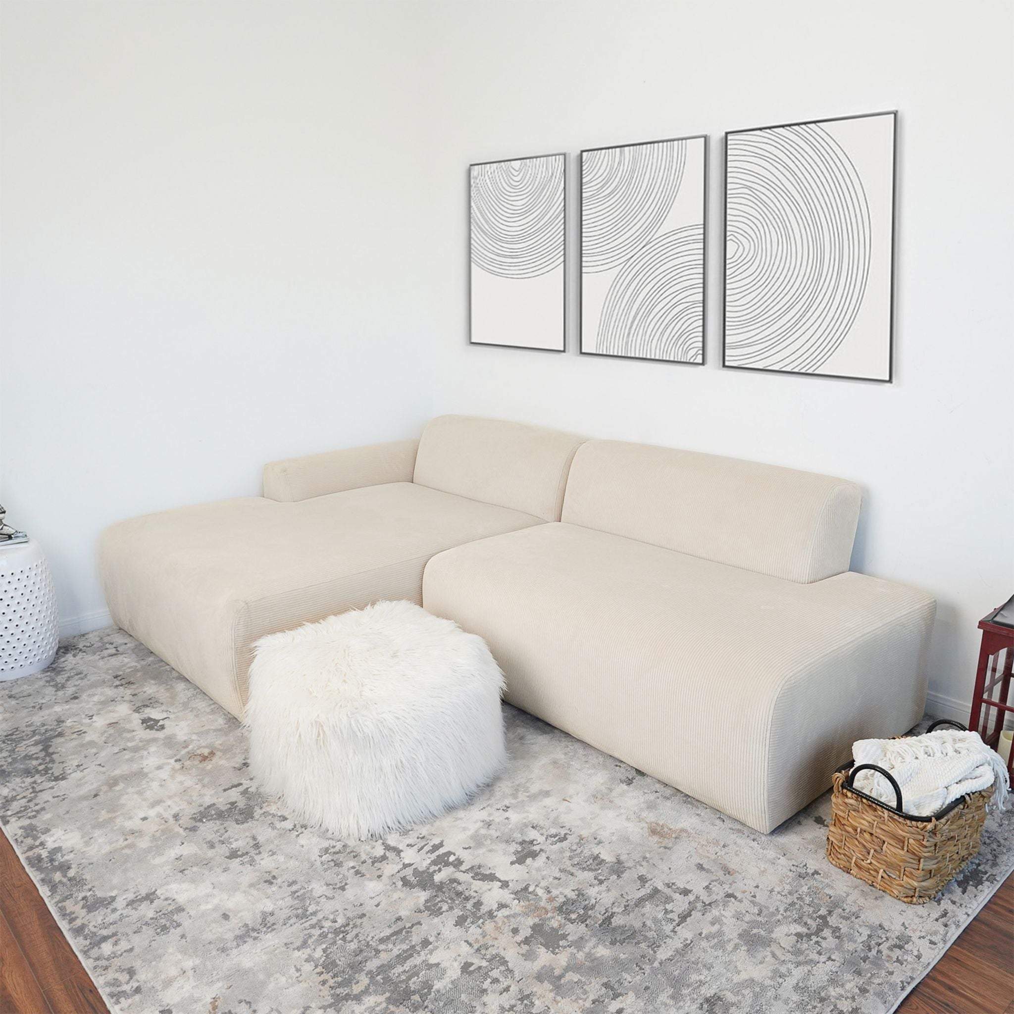 Ashcroft - Mar Left Facing Sectional Velvet Sofa