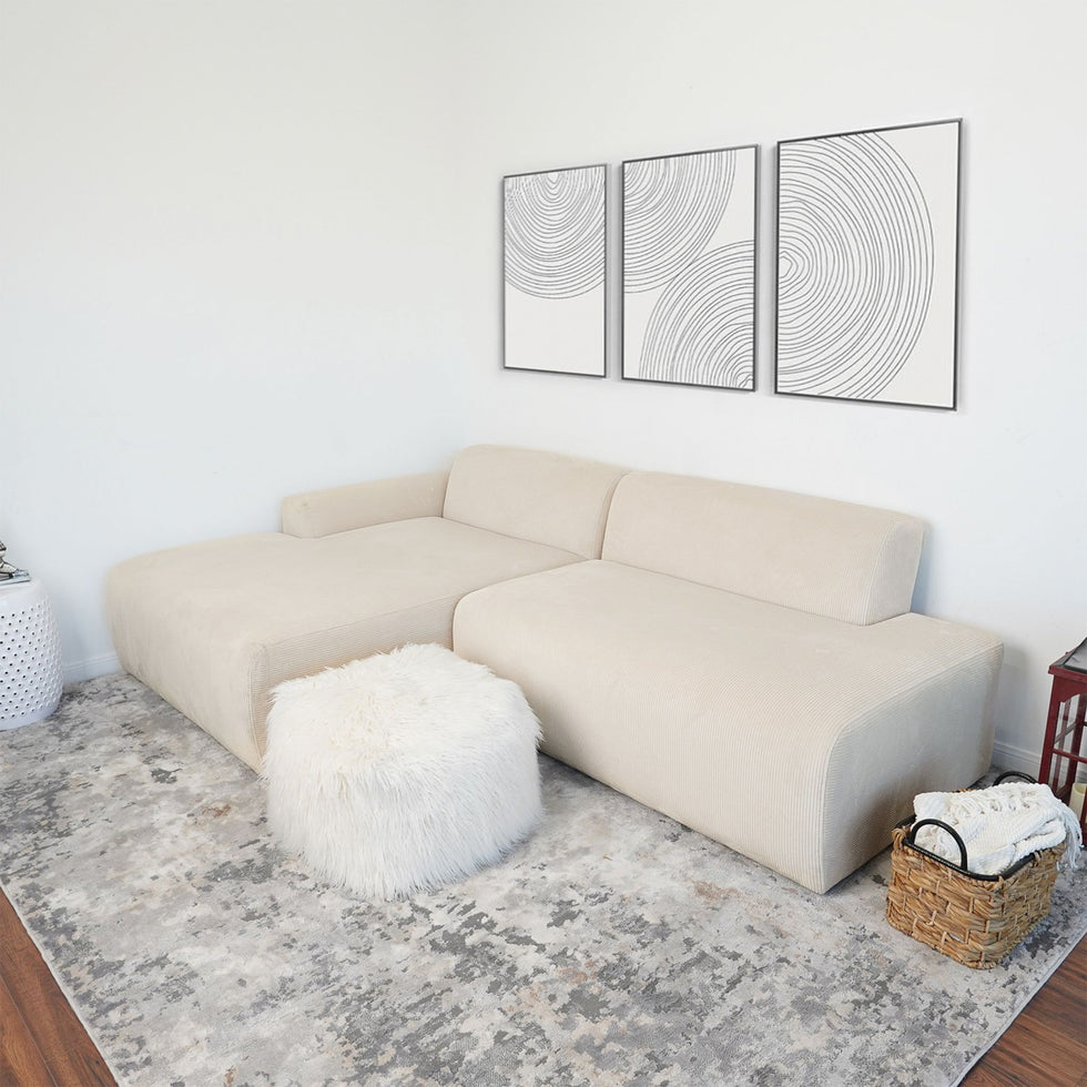 Ashcroft - Mar Left Facing Sectional Velvet Sofa