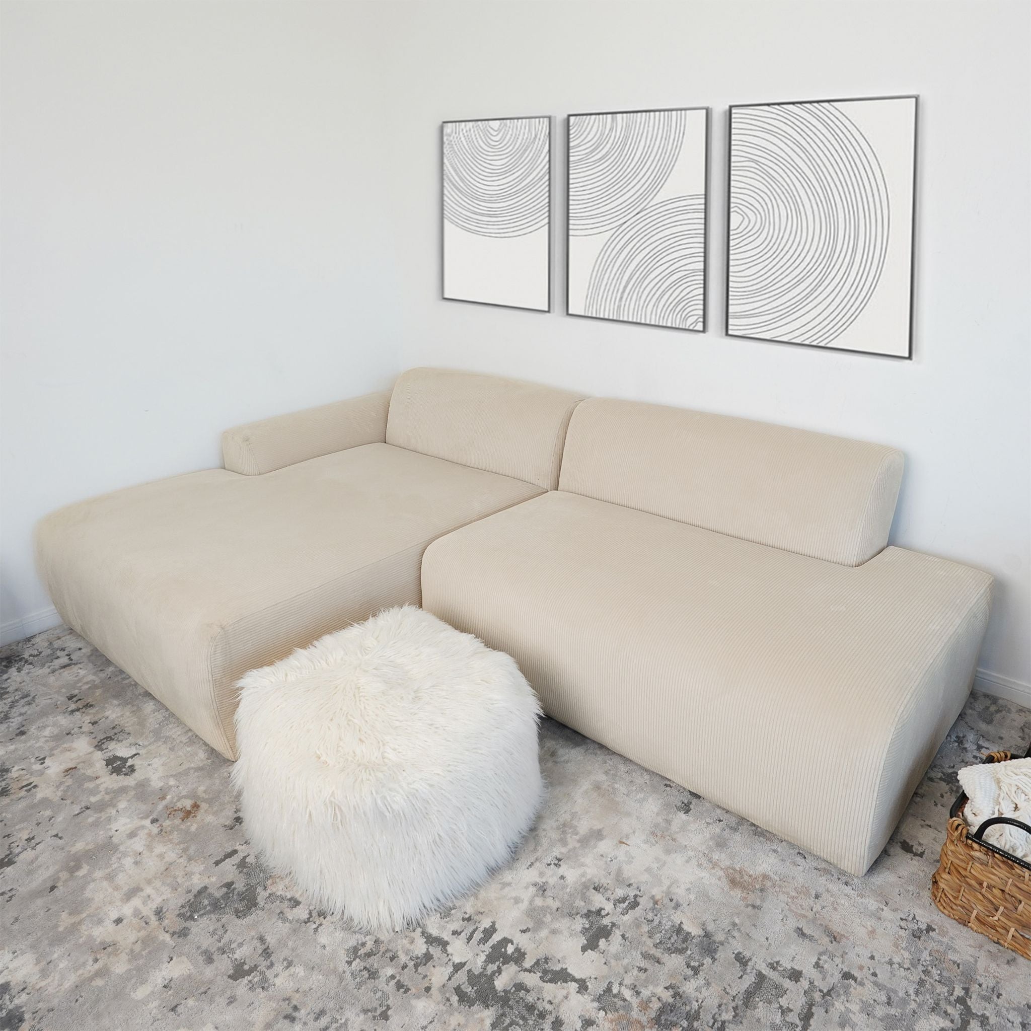 Ashcroft - Mar Left Facing Sectional Velvet Sofa