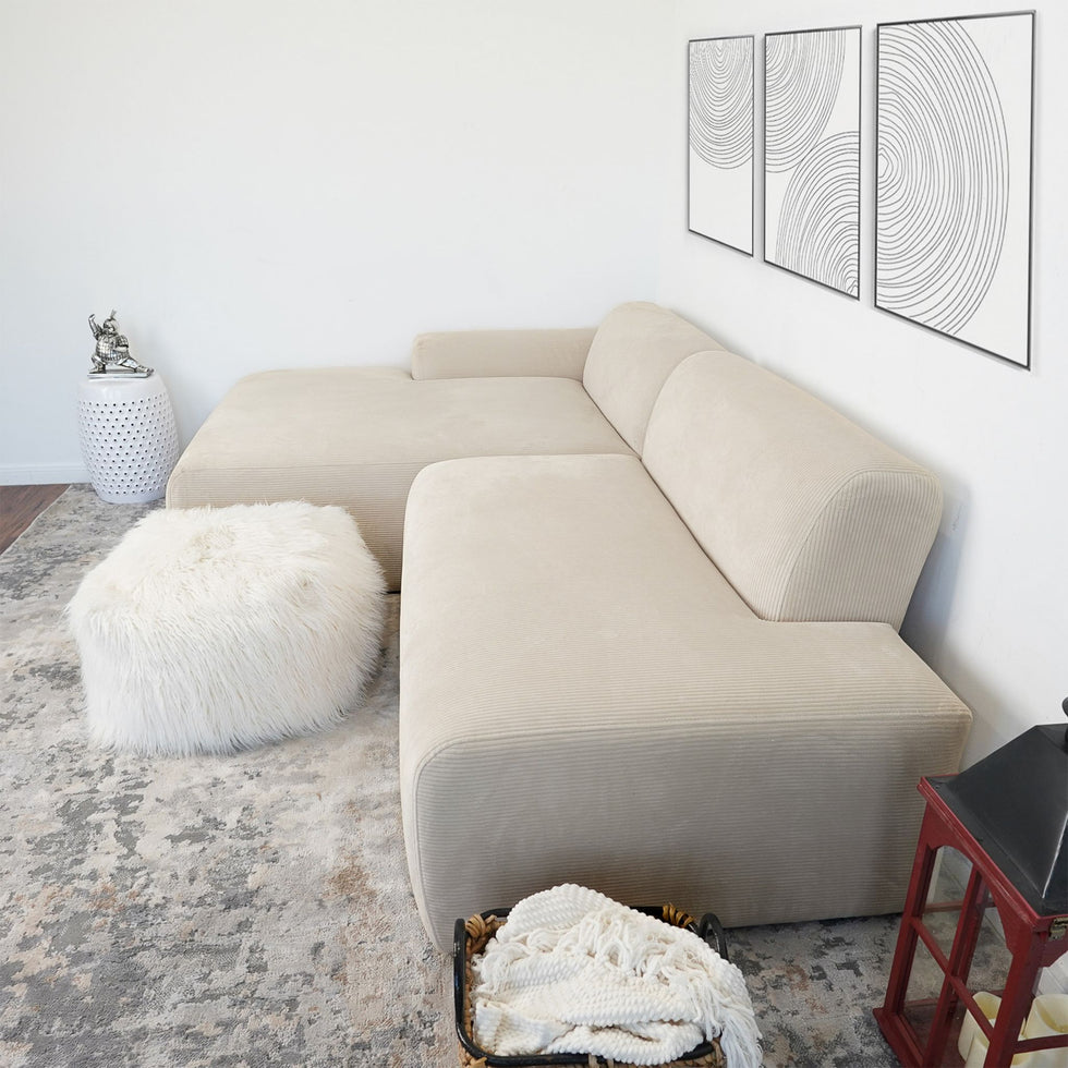 Ashcroft - Mar Left Facing Sectional Velvet Sofa