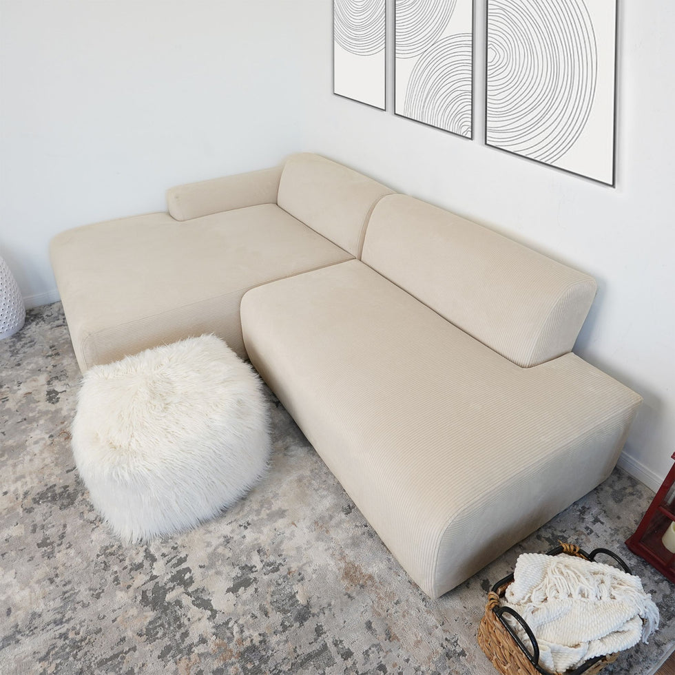 Ashcroft - Mar Left Facing Sectional Velvet Sofa