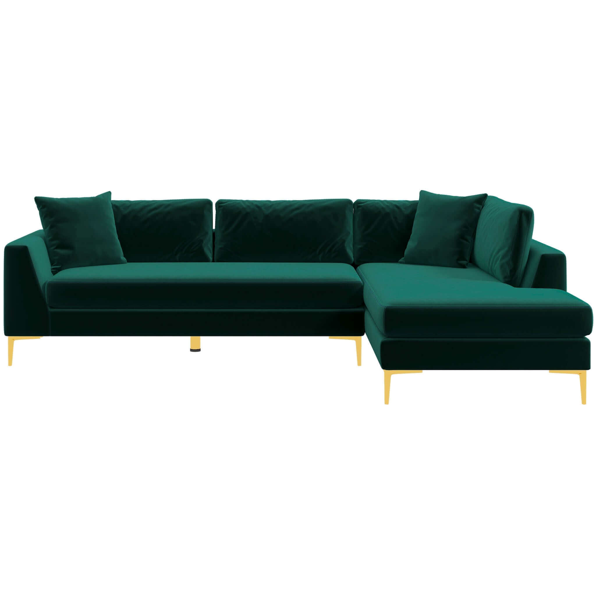 Ashcroft - Mano L-Shaped Velvet Sectional Sofa In Green Right Facing