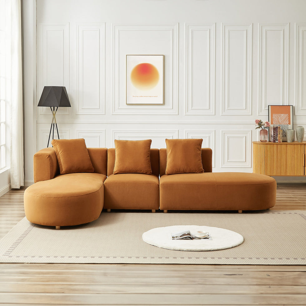 Ashcroft - Orby Velvet Sectional Sofa