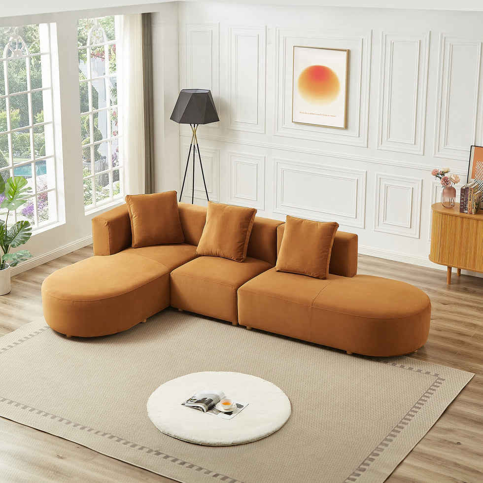 Ashcroft - Orby Velvet Sectional Sofa