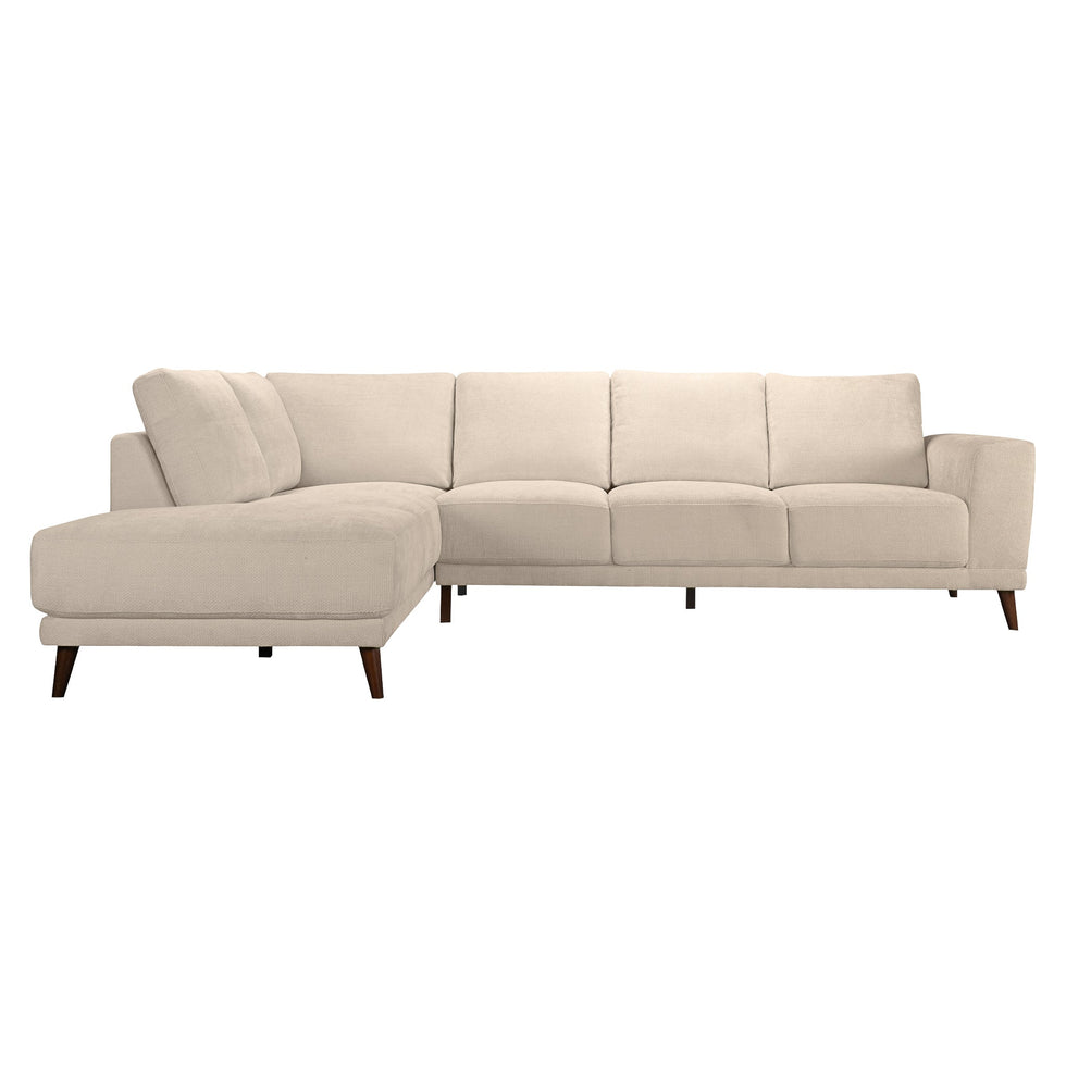 Ashcroft - Amara Left Sectional Cream Fabric Sofa