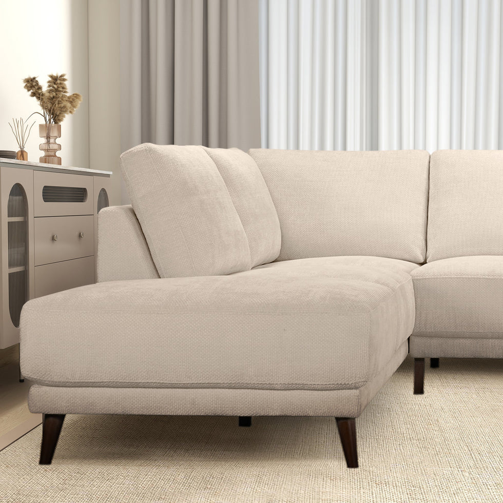 Ashcroft - Amara Left Sectional Cream Fabric Sofa