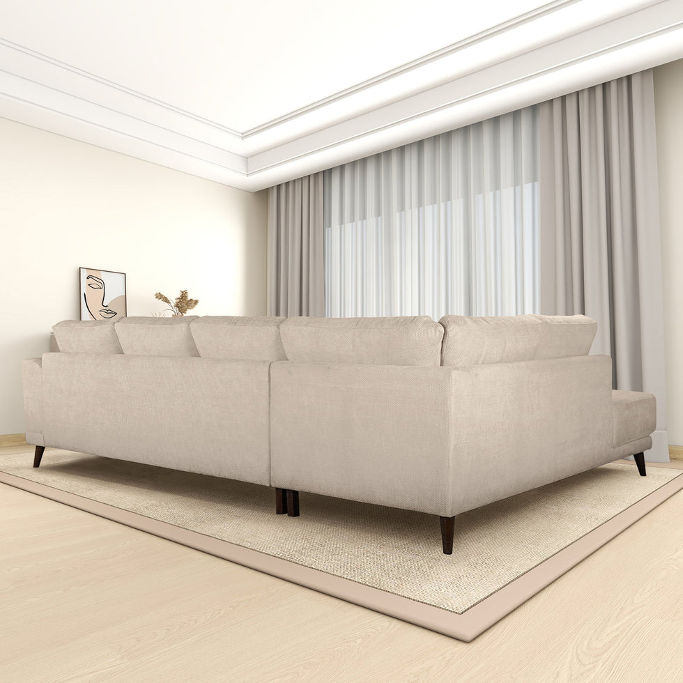 Ashcroft - Amara Left Sectional Cream Fabric Sofa
