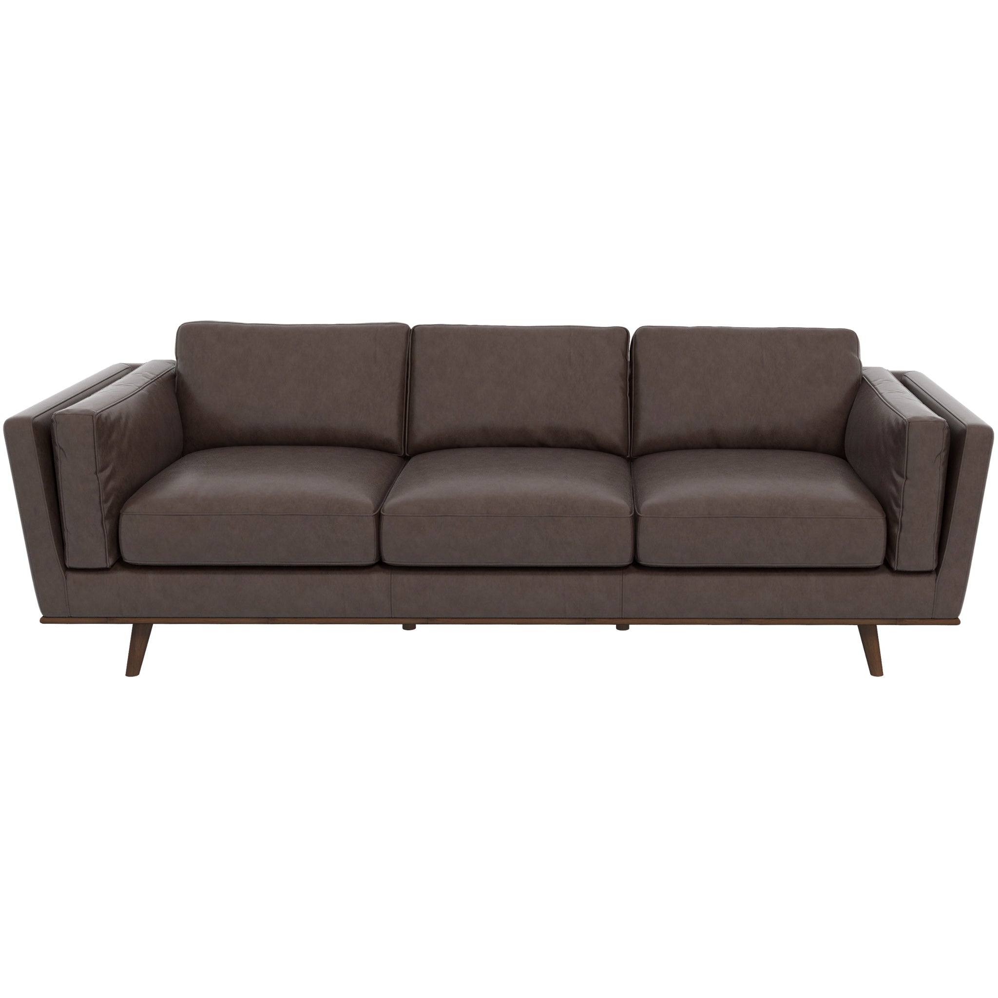 Ashcroft - Chase Mid-Century Modern Genuine Leather Sofa