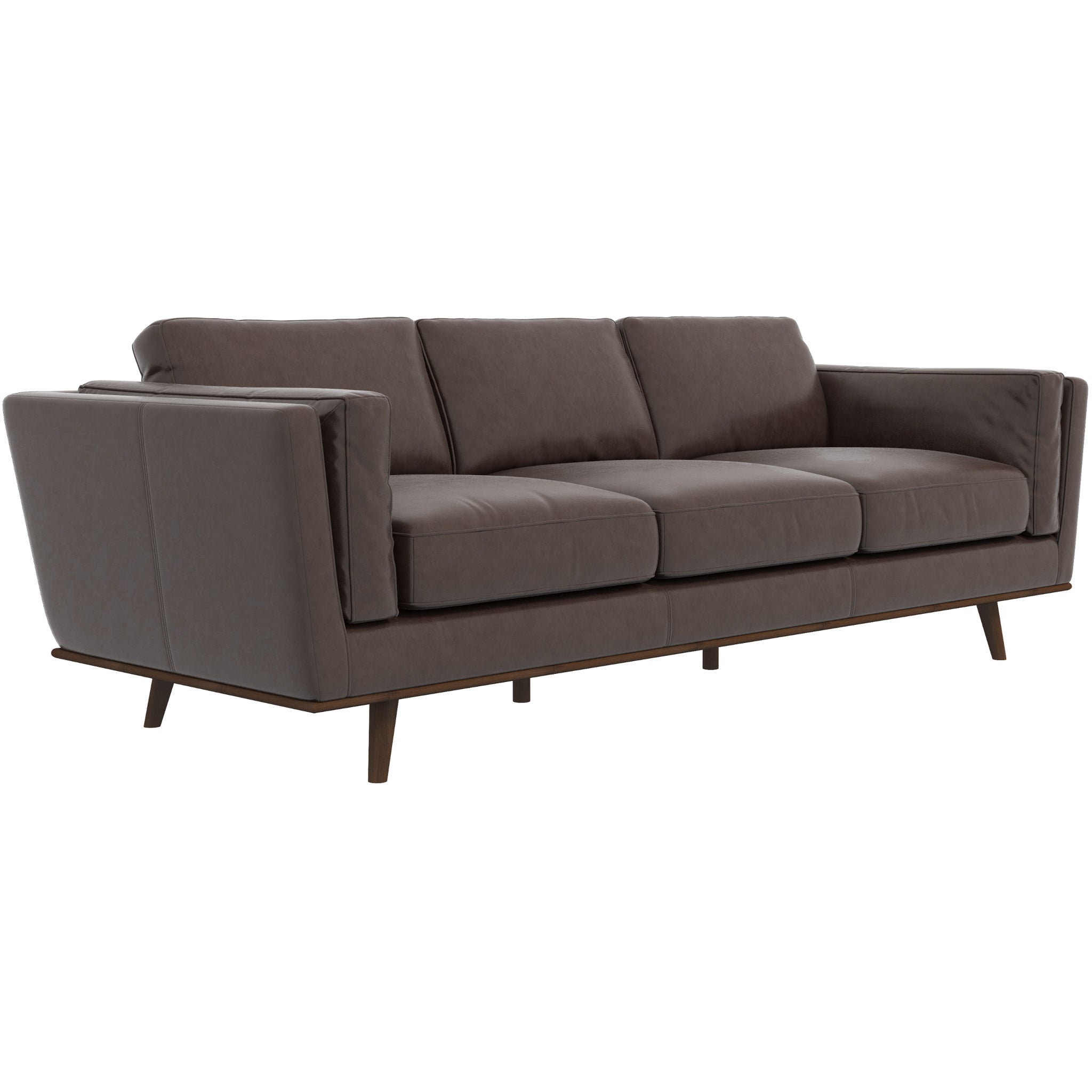 Ashcroft - Chase Mid-Century Modern Genuine Leather Sofa